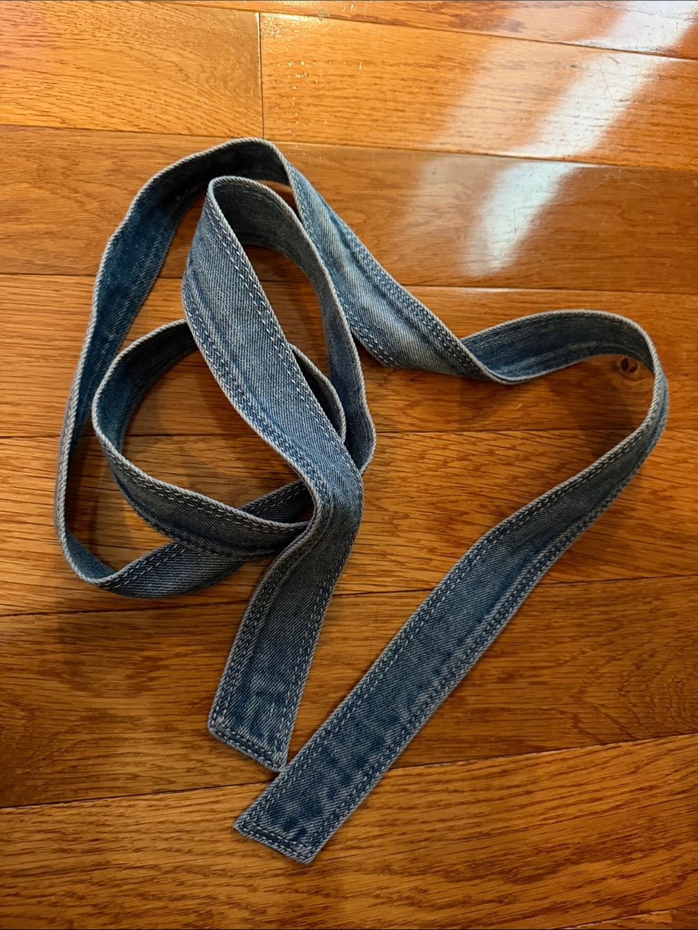 Denim tie waist belt